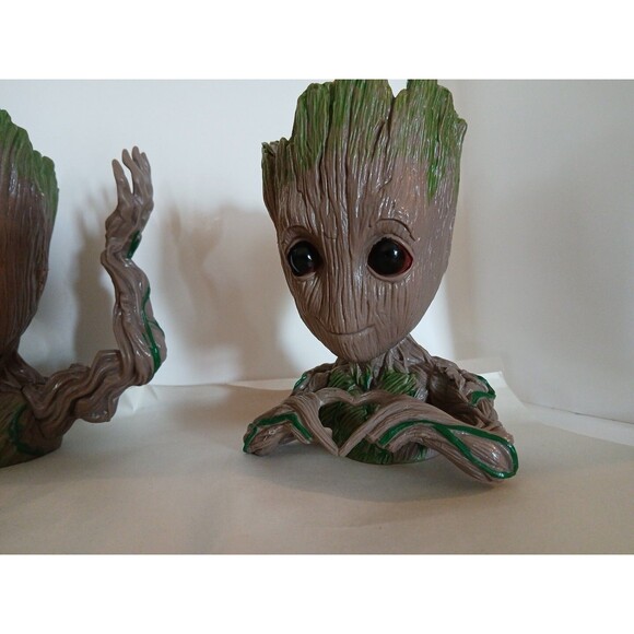 (3)Groot Marvel Guardian Of The Galaxy Baby GROOT FLOWER POT PLANTERS Green-Gray - Picture 5 of 16